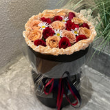 Eternal Harmony Red & Pastel Brown Rose Bouquet