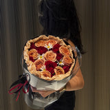 Eternal Harmony Red & Pastel Brown Rose Bouquet