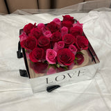 Passionate Love Red & Pink Rose Arrangement in Silver Box