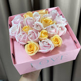 Soft Pastel Love Rose Arrangement in Pink Box